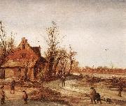 VELDE, Esaias van de Winter Landscape rt oil painting
